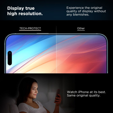 Γυαλί με γυαλί στο iPhone 13/13 Pro / 14 / 16e με γρήγορο σύνολο + πλαίσιο εγκατάστασης - 2 τεμ.