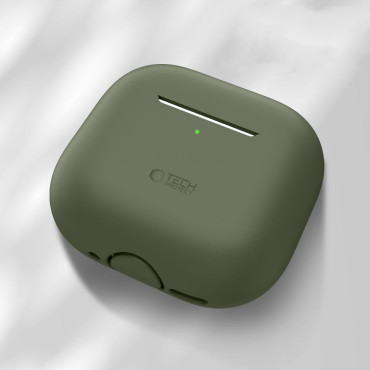 Casos protetores de silicone em fones de ouvido Apple Airpods 4 - Olive