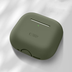 Casos protetores de silicone em fones de ouvido Apple Airpods 4 - Olive