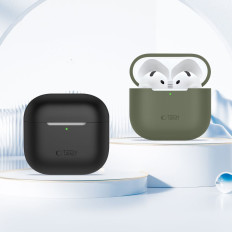 Casos protetores de silicone em fones de ouvido Apple Airpods 4 - Olive