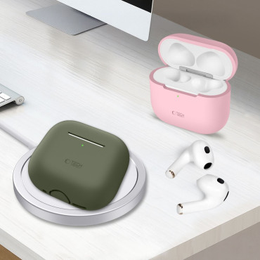 Casos protetores de silicone em fones de ouvido Apple Airpods 4 - Olive