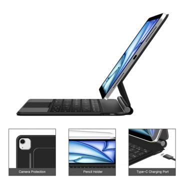 Veske med tastatur på iPad Air 10.9 '' 2020/2022 / iPad Air 11 '' 2024/2025 SmartCase Magnetic - Svart