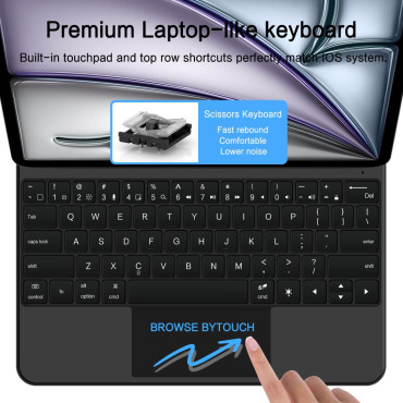 Caso com teclado no ipad pro 12.9 '2020/2021/2022 / iPad Air 13' '2024/2025 Smartcase magnético - preto