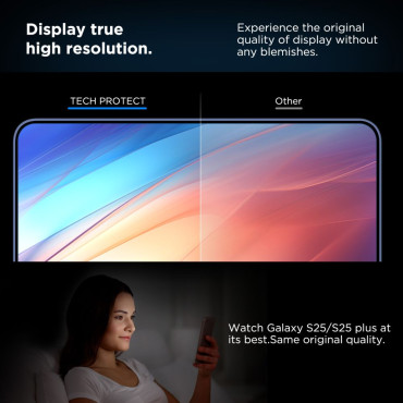 Vidro temperado no conjunto rápido da Samsung Galaxy S25 + - transparente