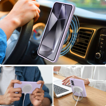 Case Cover voor Samsung Galaxy S25 Edge Liquid Silicone Magsafe - Violet