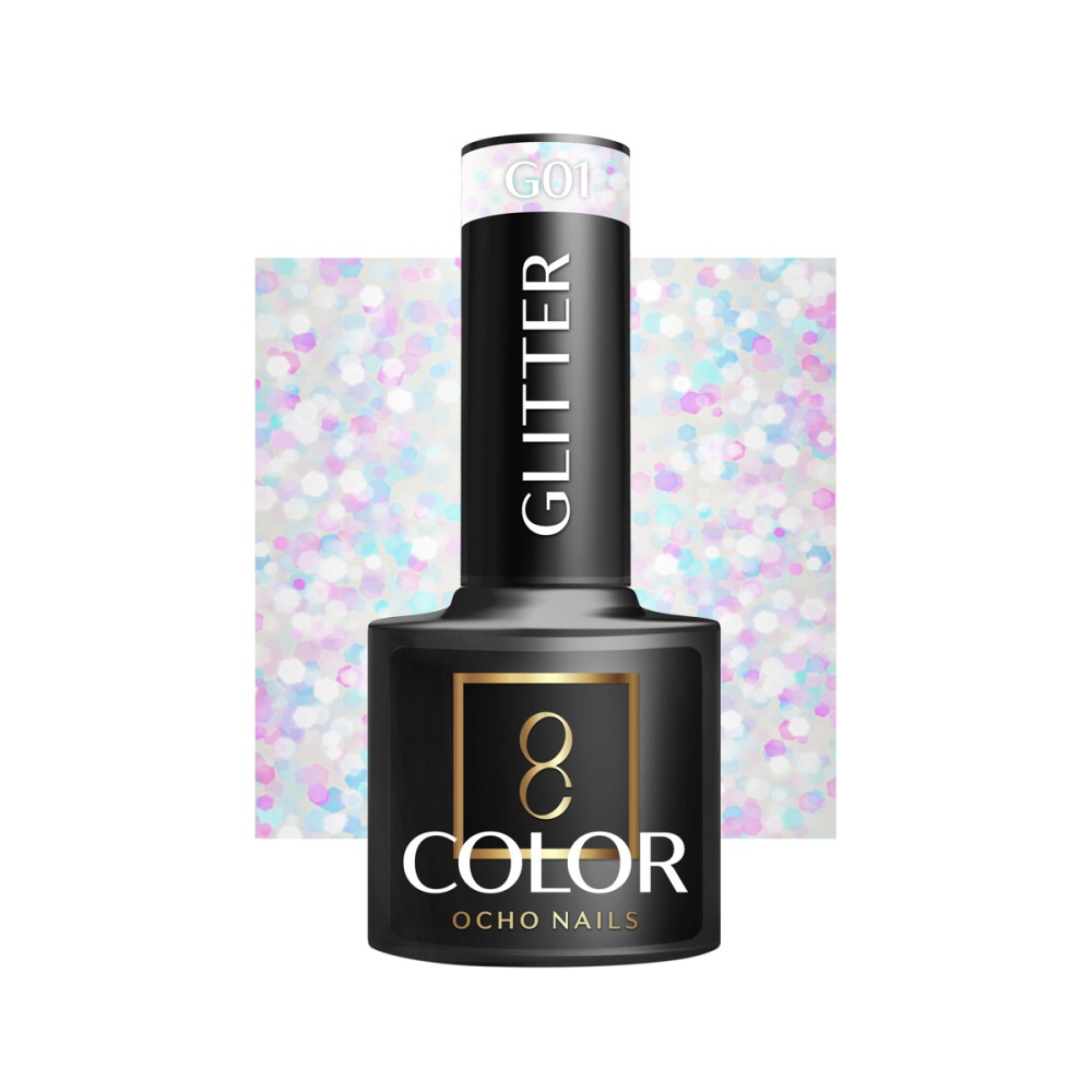 OCHO NAILS Hybrid Nagellack Glitter G01 - 5 g — Vorderansicht