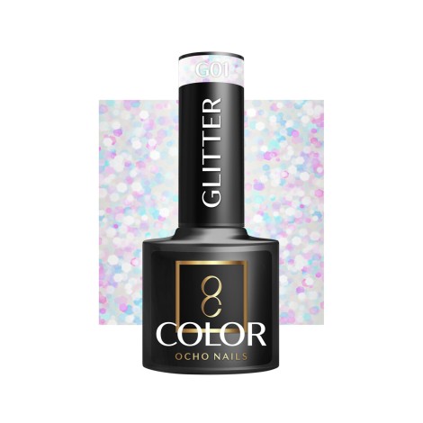 Esmalte Híbrido com Glitter OCHO NAILS G01 - 5 g — vista frontal