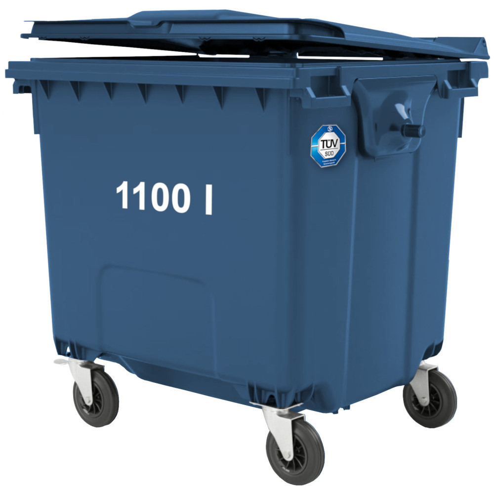 Récipient conteneur conteneur golfeau poubelle PZH EN 840-2 DIN 1100L - Bleu