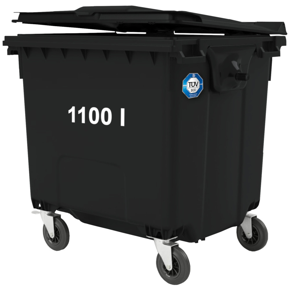 Recipiente de resíduos recipiente Gulfal Lubbish PZH en 840-2 DIN 1100L - Preto