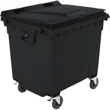 Konteineru atkritumu konteiners Gulfal Rubbish PZH EN 840-2 DIN 1100L - melns