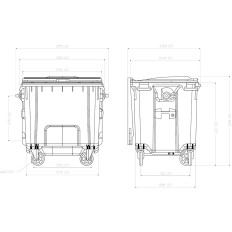 Container avfallsbeholder Grufal Waste PZH EN 840-2 DIN 1100L - Gul