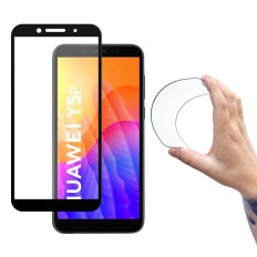 Gehard glasglasfolie met een frame op Huawei Y5P Volledige Cover Flexi Nano - Zwart