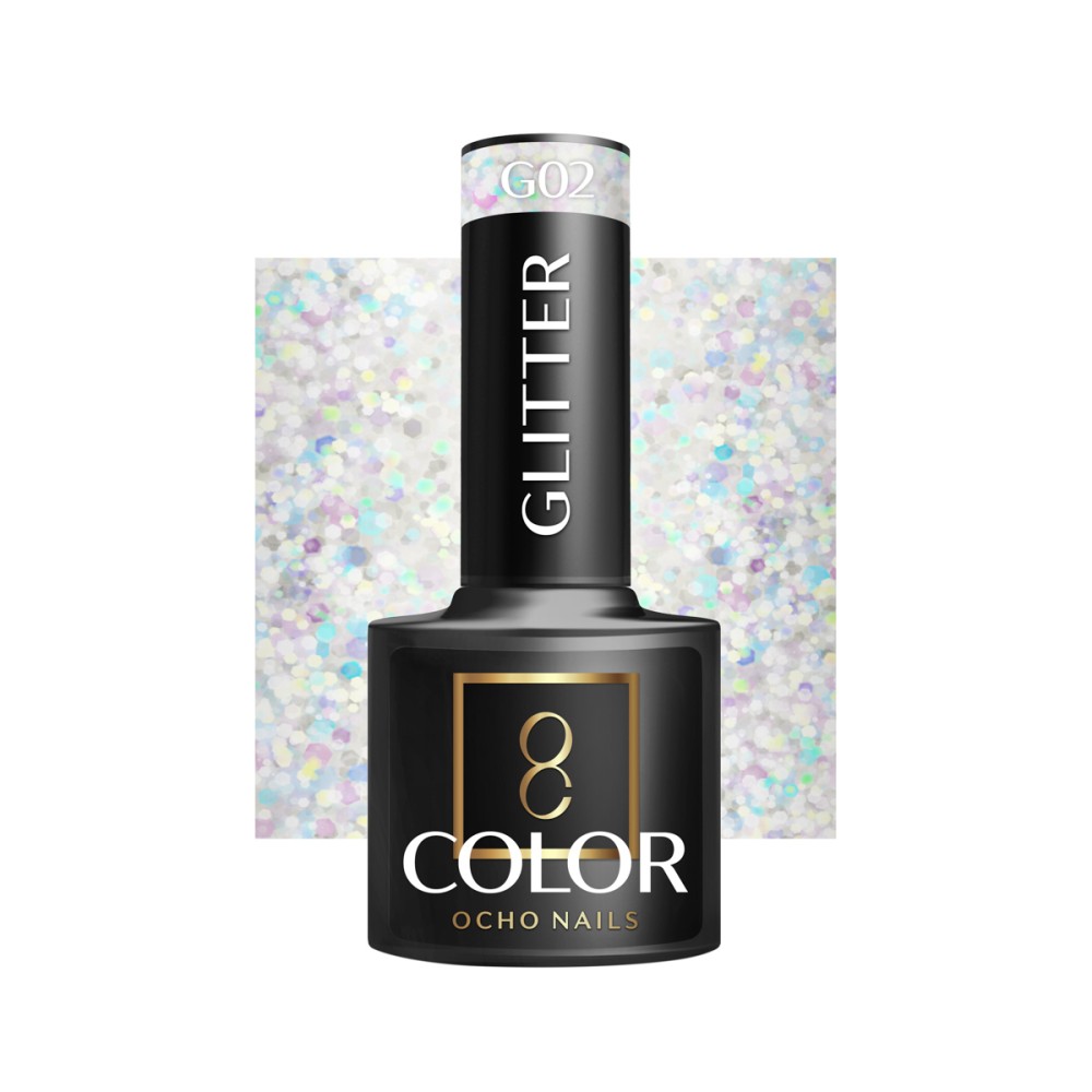 OCHO NAILS Hybrid nail polish glitter G02 -5 g — front view
