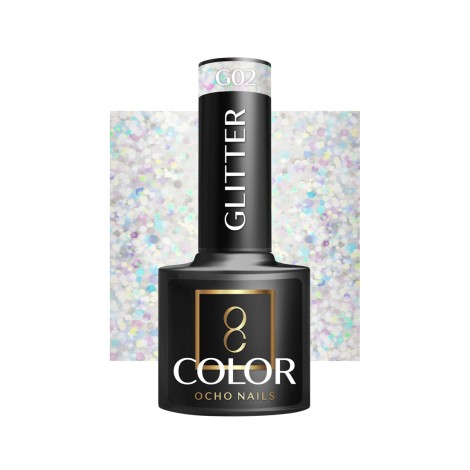 OCHO NAILS Υβριδικό βερνίκι νυχιών με γκλίτερ G02 - 5 g — προβολή από μπροστά