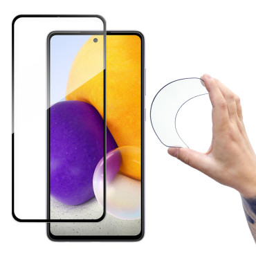 Tvrdý sklenený sklenený film s rámom pre Samsung Galaxy A72 4G Full Cover Flexi Nano - čierna