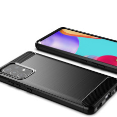 Coque de boîtier flexible pour cas de carbone Samsung Galaxy A72 4G - Noir