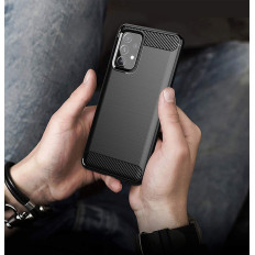 Coque de boîtier flexible pour cas de carbone Samsung Galaxy A72 4G - Noir
