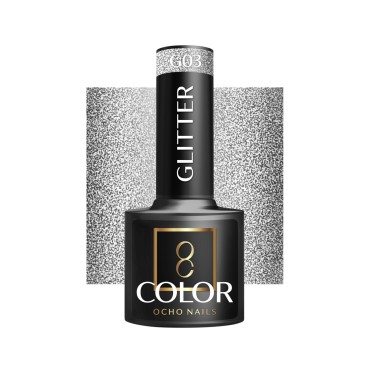 OCHO NAILS Hibridni lak za nohte z bleščicami G03 - 5 g — sprednji pogled