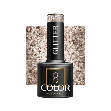 OCHO NAILS Hibridni lak za nohte z bleščicami G04 - 5 g — sprednji pogled