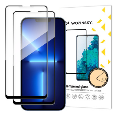 Tvrdené sklo pre iPhone 14 PLUS / 13 PRO MAX na celej obrazovke s rámcovým case priateľským čiernym - 2 ks.