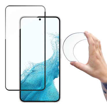 Glassfolie Herdet glass med ramme for Samsung Galaxy S22 + Full Cover Flexi Nano