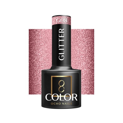 Esmalte de uñas híbrido con purpurina OCHO NAILS G08 - 5 g — vista frontal