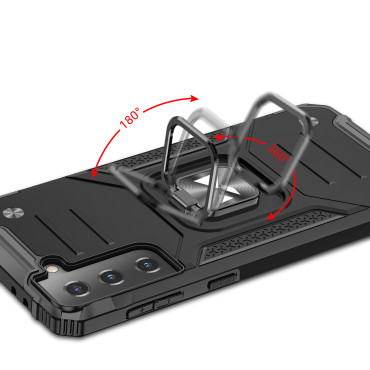 Panssaroitu hybridikotelo, jossa magneettinen kahva Samsung Galaxy S22 + Ring panssarin - sininen