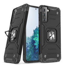 Páncélozott hibrid tok Mágneses fogantyúval a Samsung Galaxy S22 + gyűrűs páncélhoz - fekete