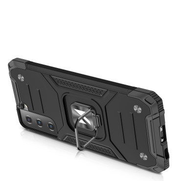 Pancéřový hybridní pouzdro s magnetickou rukojetí pro Samsung Galaxy S22 + kroužek Armor - černá