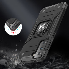 Armored Hybrid Case med Magnetisk Håndtak for Samsung Galaxy S22 + Ring Armor - Svart