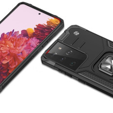 Oklopni hibridni slučaj s magnetskom ručkom za Samsung Galaxy S22 Ultra prsten oklop - plava