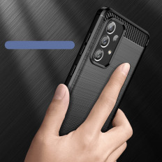 Flexibele case cover voor Samsung Galaxy A73 Carbon Case - zwart