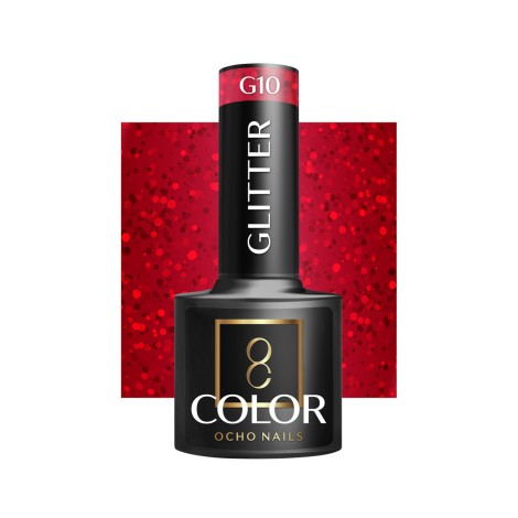 Esmalte de uñas híbrido con purpurina OCHO NAILS G10 - 5 g — vista frontal