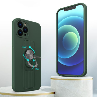 Silikonfodral med en fingerhållare och ett stativ för Xiaomi Poco M4 Pro 5g Ringväska - Svart