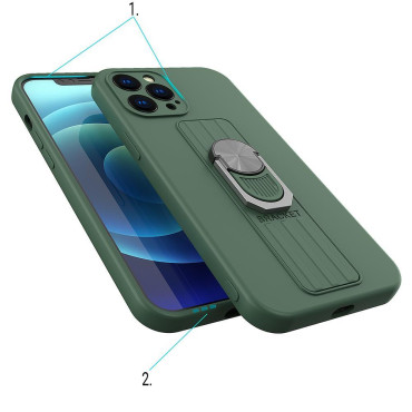 Siliconencase met een vingerhouder en een stand voor Xiaomi Poco M4 Pro 5G Ring Case - Black