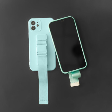 Caso de silicone com uma faixa perdida para Xiaomi Poco M4 Pro 5G Corda - Preto