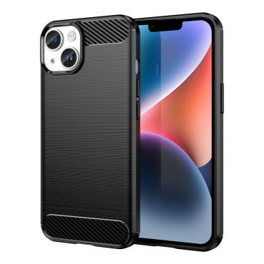 Étui de gel élastique élastique arrière dos à iPhone 14 plus Carbon Case - Noir