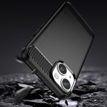 Étui de gel élastique élastique arrière dos à iPhone 14 plus Carbon Case - Noir