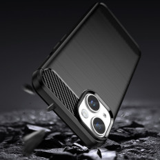 Elastinen elastinen geelikotelo Takaisin iPhone 14 Plus Hiilikotelo - musta