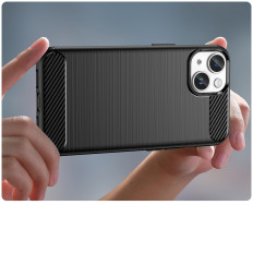 Étui de gel élastique élastique arrière dos à iPhone 14 plus Carbon Case - Noir