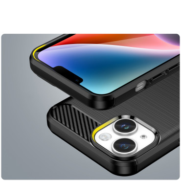 Étui de gel élastique élastique arrière dos à iPhone 14 plus Carbon Case - Noir