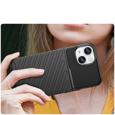 Caso de caso blindado no iPhone 14 mais caso de trovão - preto