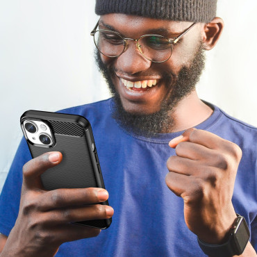 Elastinen elastinen geelikotelo Takaisin iPhone 14 Plus Hiilikotelo - musta