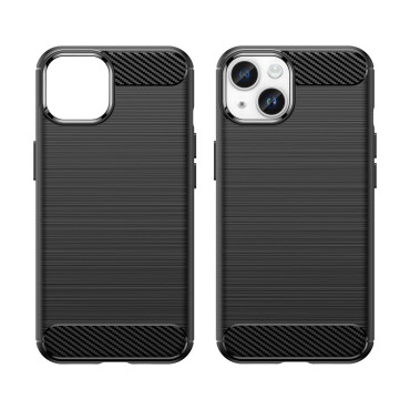 Étui de gel élastique élastique arrière dos à iPhone 14 plus Carbon Case - Noir