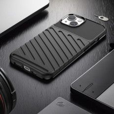 Caso de caso blindado no iPhone 14 mais caso de trovão - preto