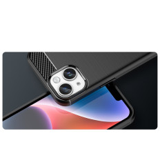 Flexible iron case for the back of the iPhone 14 Plus Carbon Case - black