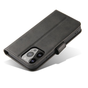 Capa de caso com suporte de carteira flap no Samsung Galaxy S23 + caso de ímã - preto