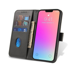 Capa de caso com suporte de carteira flap no Samsung Galaxy S23 + caso de ímã - preto