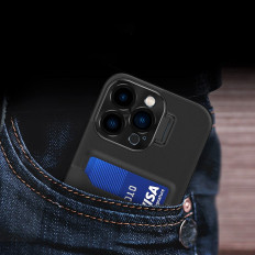 Cartera de la bolsa del caso para la tarjeta con el caso en Samsung Galaxy S23 CUCHE DE CUERO CASO - NEGRO