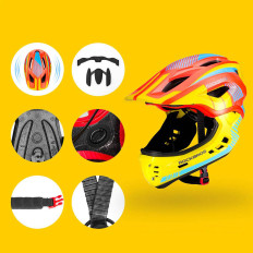 Casco per biciclette per bambini con mascella rimovibile taglia S - Giallo e arancione